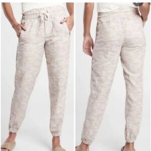 Athleta Cabo Tide 100% Linen Neutral Camo Jogger Minimalist Athleisure 0